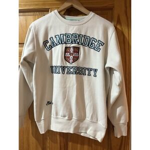 Cambridge University Sweatshirt Adult Small Crewneck White‎ Embroidered Crest
